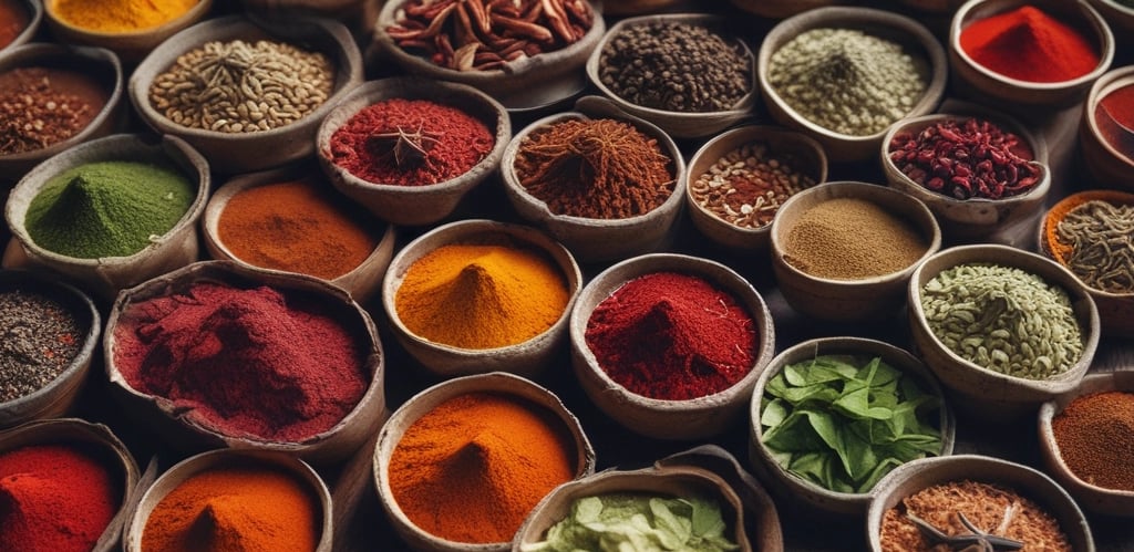 A vibrant display of various halal spices offered by Five Synergy Trading.