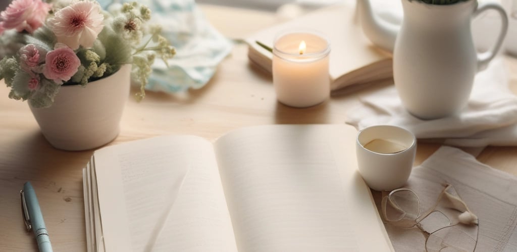 A cozy workspace filled with pastel art supplies and coloring books.