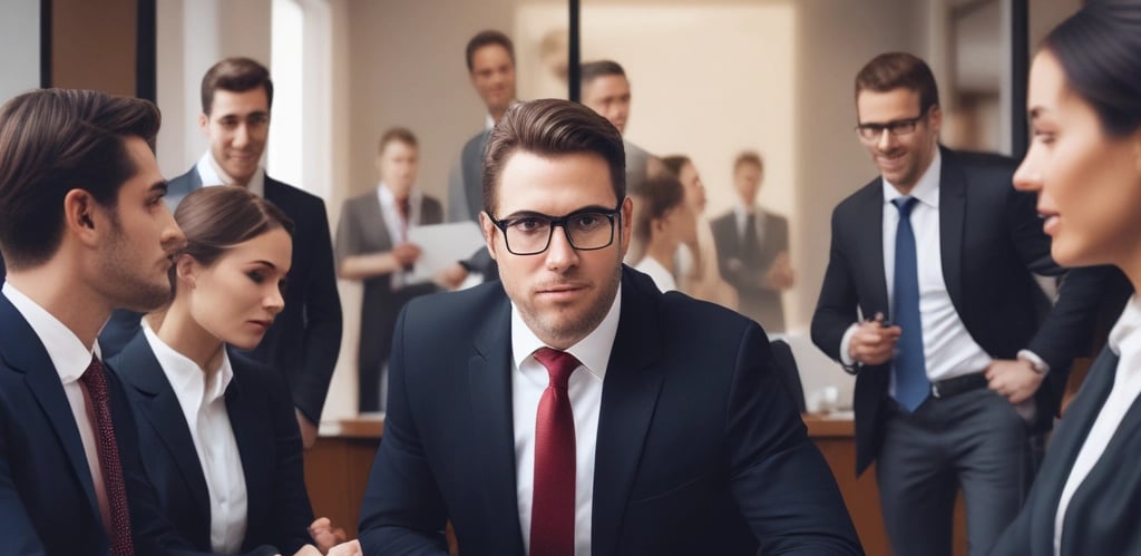 A professional team of lawyers collaborating in an office setting.