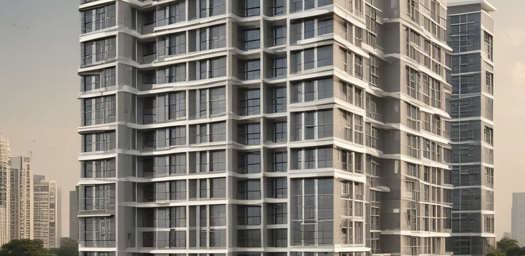 A bustling urban street scene featuring a multi-story building, a large sign reading 'Kandivli', and various vehicles, including a motorcycle and cars waiting at a traffic signal. The area is lined with trees and greenery, with people walking on the sidewalk.