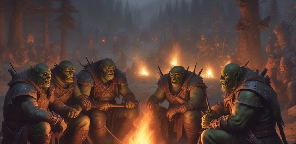 A close-up of finely detailed fantasy and sci-fi miniatures arranged on a gaming table with paints and 3D printer parts in the background.