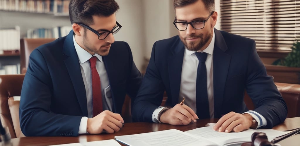 A professional discussing legal documents in a bright modern office, symbolizing legal protection services.