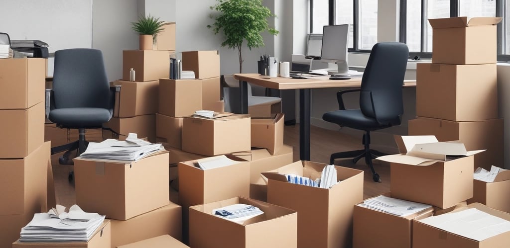 A friendly team of movers carefully packing and loading boxes into a moving truck.