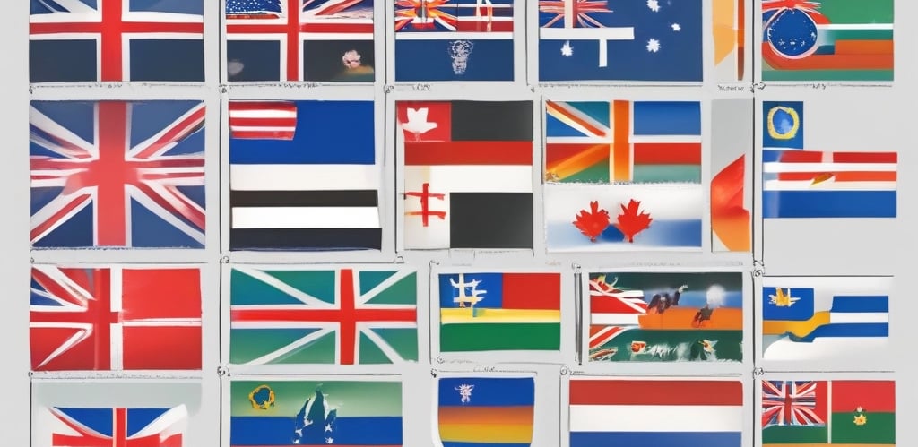 A friendly consultant advising a student with international flags in the background.