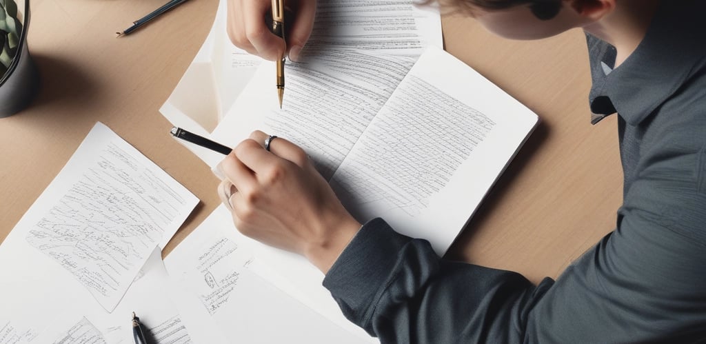 A focused student studying with a laptop and printed guard municipal exam papers spread out.