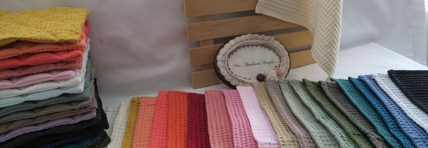 linge de maison (cuisine et bain) en nid d'abeille