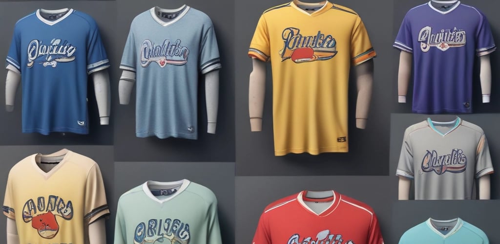 A close-up shot of Jun Mu LLC’s signature sports jersey hanging on a rustic brick wall, lit by warm urban streetlights.