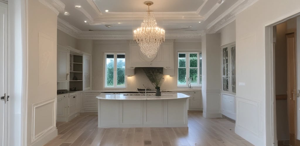 A sleek navy blue-themed minimalist living room in a renovated multifamily property.