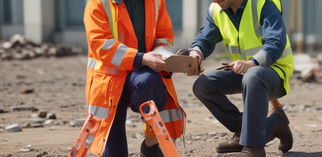 A professional team discussing workplace safety measures in an office setting.
