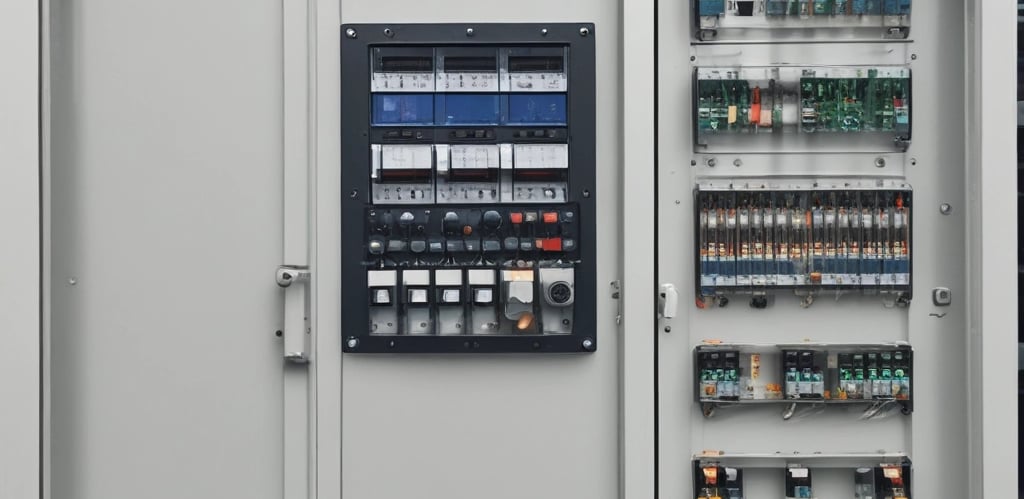 Technician wiring a PLC control panel inside an industrial facility.