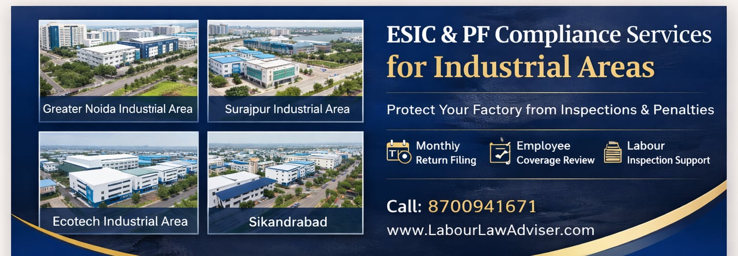 ESI and PF Compliance Adviser in Greater Noida Industrial Area, Surajpur Industrial Area, Ecotech