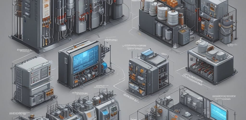 Modern industrial automation control room with engineers monitoring multiple screens.