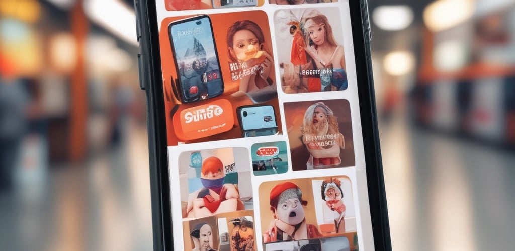 A happy person working on a laptop surrounded by social media icons and viral video thumbnails.