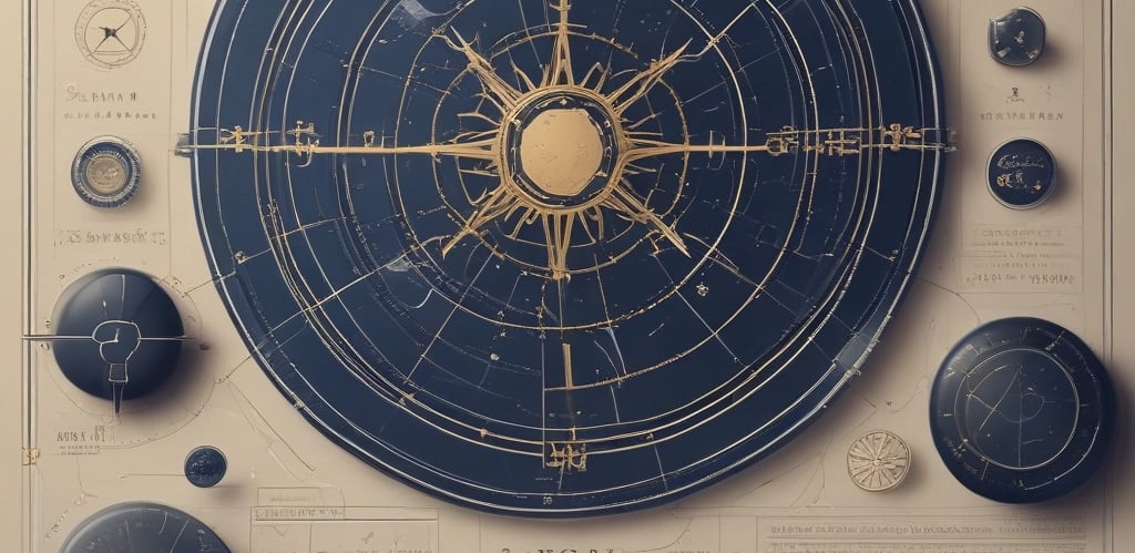 A sleek digital tablet displaying a vibrant astrological chart under a starry cosmic background.