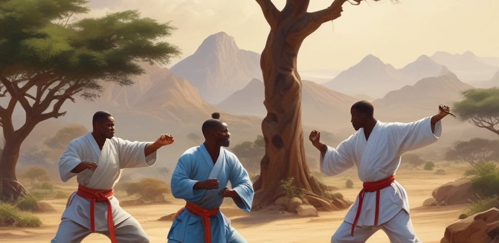 A dynamic martial arts class in session, highlighting focus and discipline.