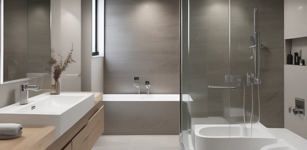 Technician installing a radiant floor heating system in a modern home interior.