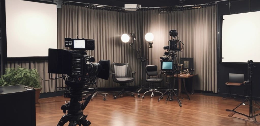 A diverse group of people engaged in a lively discussion in a modern studio setting.