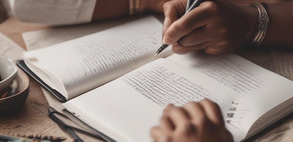 Open Bible and prayer journal on table, symbolizing daily spiritual discipline and devotion.