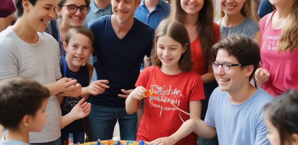 A neurodiverse group of people engaging in a vibrant, sensory-friendly event.