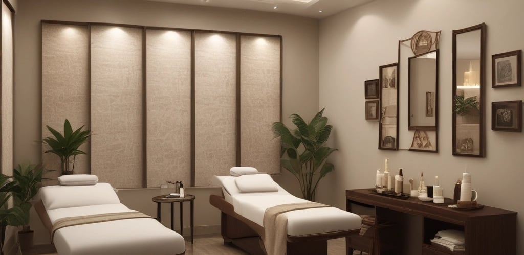 A serene massage setting with calming colors and soft lighting.