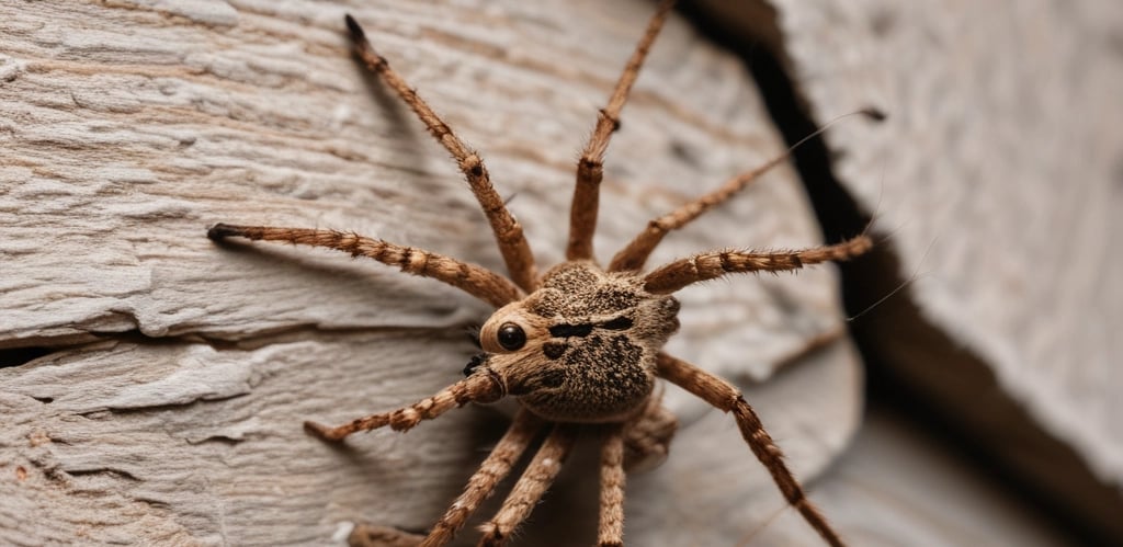A small insect, possibly a leaf-footed bug, is perched on a glass surface. The background appears to be an out-of-focus landscape with trees and sky, offering a soft, blurred effect.