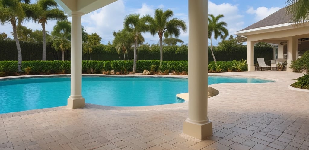 loungers near swimming pool
