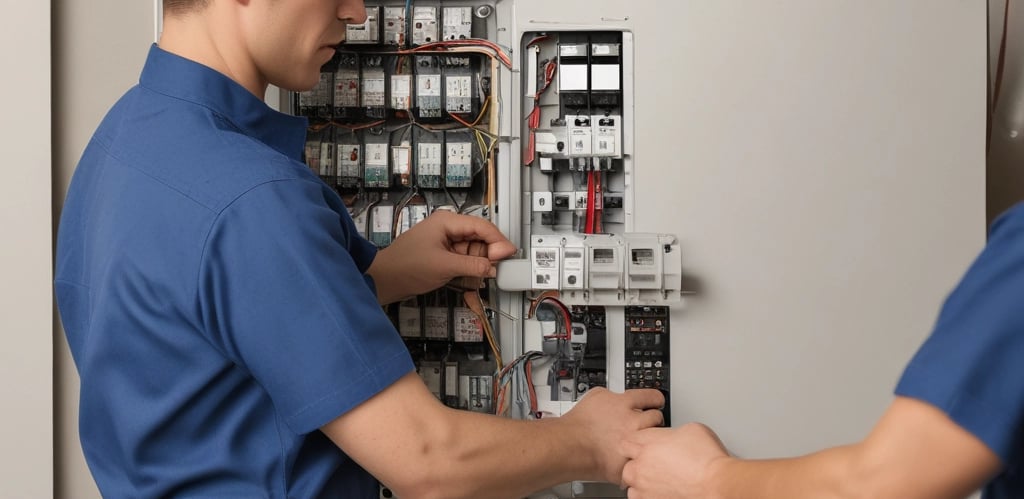 A skilled electrician working on a circuit board.