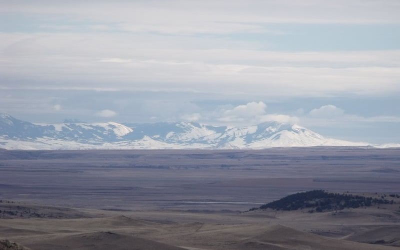 View of the Rockies looking West from atop a mountain in White Sulphur Springs MT