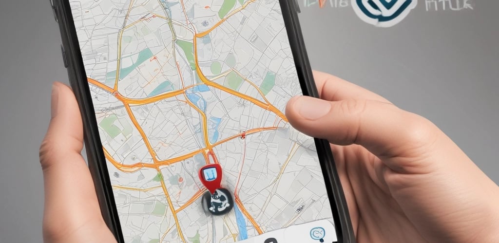 A hand holds a portable GPS device displaying a map. The device shows navigation buttons and the brand name 'TwoNav'. The background is blurred, suggesting outdoor surroundings.