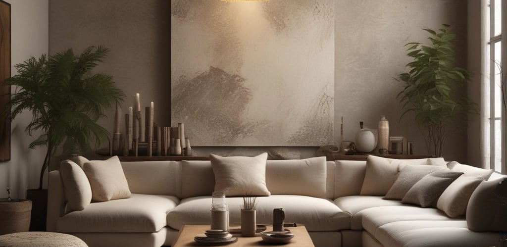 A serene living room featuring minimalist furniture and natural light.