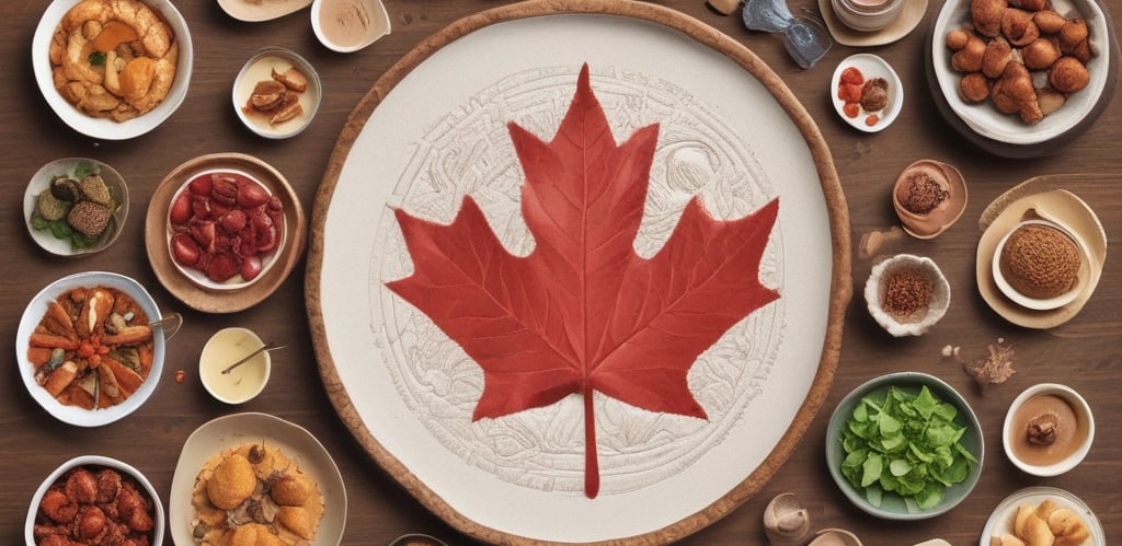 A vibrant collage of diverse international food products showcased in a local Canadian specialty market.