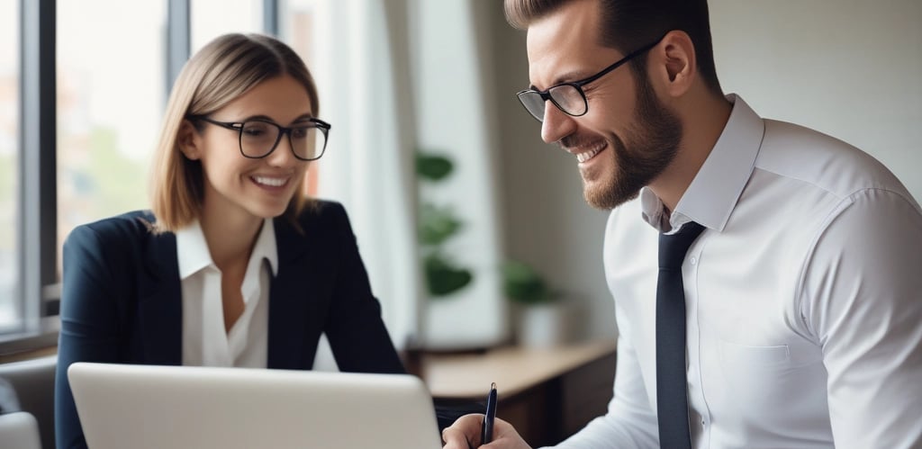 A friendly accountant consulting with a small business owner in a cozy office setting