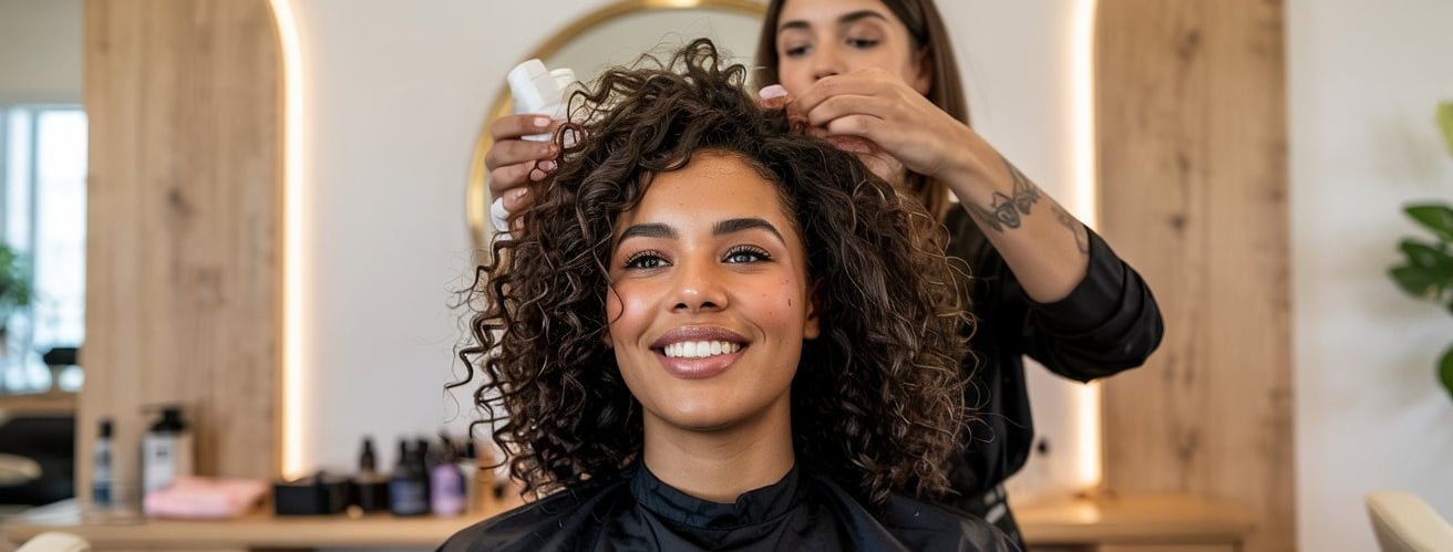 Illustration élégante d'une femme aux cheveux texturés, symbolisant la beauté naturelle et les soins