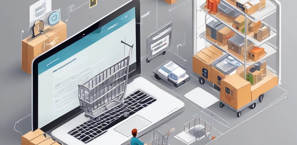 A blue parcel locker is installed in a shopping mall. The front of the locker features various compartments with a central touchscreen display. The logo and some text are printed in white. The area is well-lit with a tiled floor, and to the left, there is a small café table and chairs.