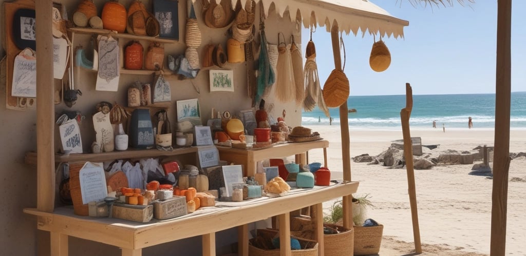 A cheerful local business owner collaborating with a friendly AI expert in a bright Guadeloupean store.