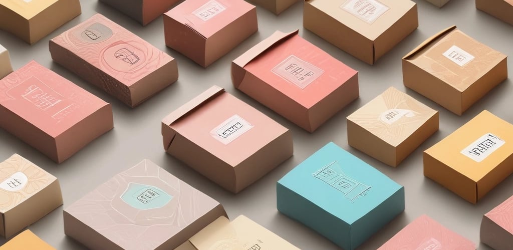 A vibrant blue and pink themed graphic showcasing STP Printer's packaging products.