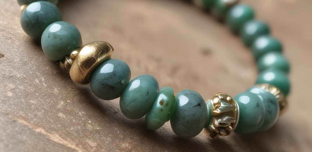 A collection of elegant accessories arranged artfully on a dark surface. A gold watch with a matching metallic band sits prominently. Next to it, there's a gold-colored chain draped over a textured cloth bag within a wooden box. A round, decorative medallion and some cards or booklets can also be seen.