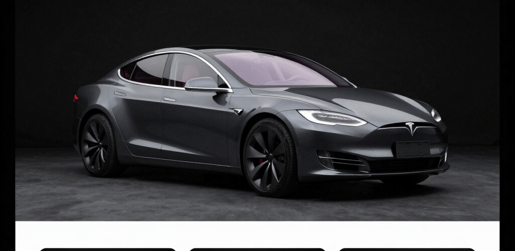 Sleek black luxury car parked against a minimalist dark backdrop with subtle gold accents.