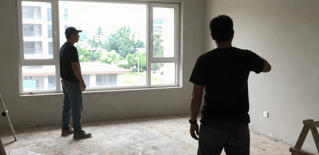A skilled construction team collaborating on a stylish residential remodeling project in Georgia, showcasing precision and care.
