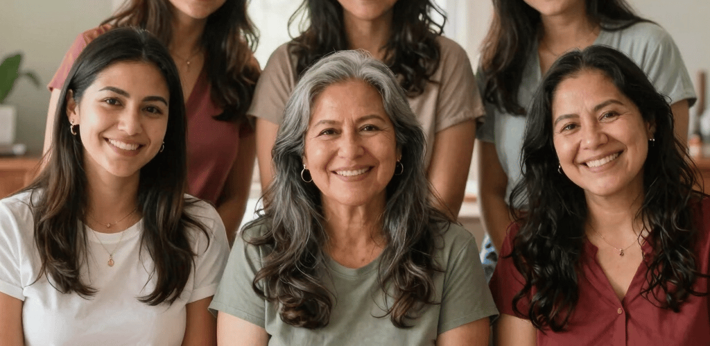 A warm, candid photo of a woman typing on a laptop in a cozy, modern workspace filled with plants and natural light.