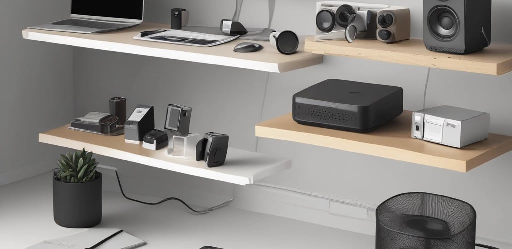 A dynamic team collaborating in a modern Geelong office, surrounded by sleek tech devices and creative brainstorming notes.