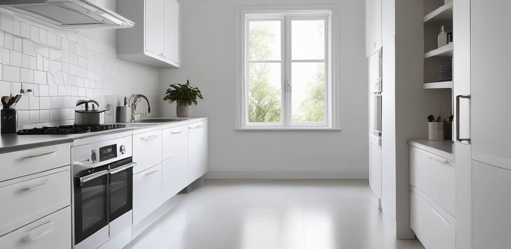 A person is seen cleaning a shop window from the inside, with reflections of a busy street outside. The person is wearing casual clothes and is holding a cloth. The display features jeans and brown shoes. Pedestrians and a green bus are visible in the reflection.