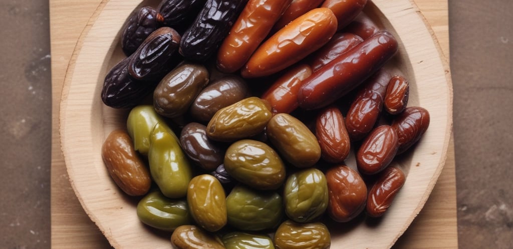 A close-up of a pile of dried dates with a rich, dark brown color. The dates have a glossy sheen and slightly wrinkled texture.