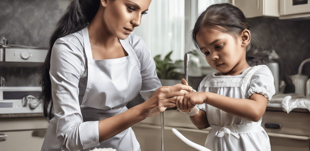 grayscale photography of two women with three children under tent