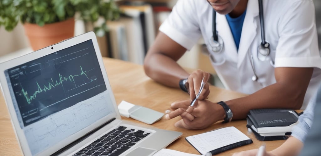A hand holding three medical instruments with long, thin handles and small attachments at the end. One of the instruments has a red plastic part forming a T-shape, another has a blue ring and a white stick, and the third appears to have a clear loop at the end. The background is a plain, light-colored wall.