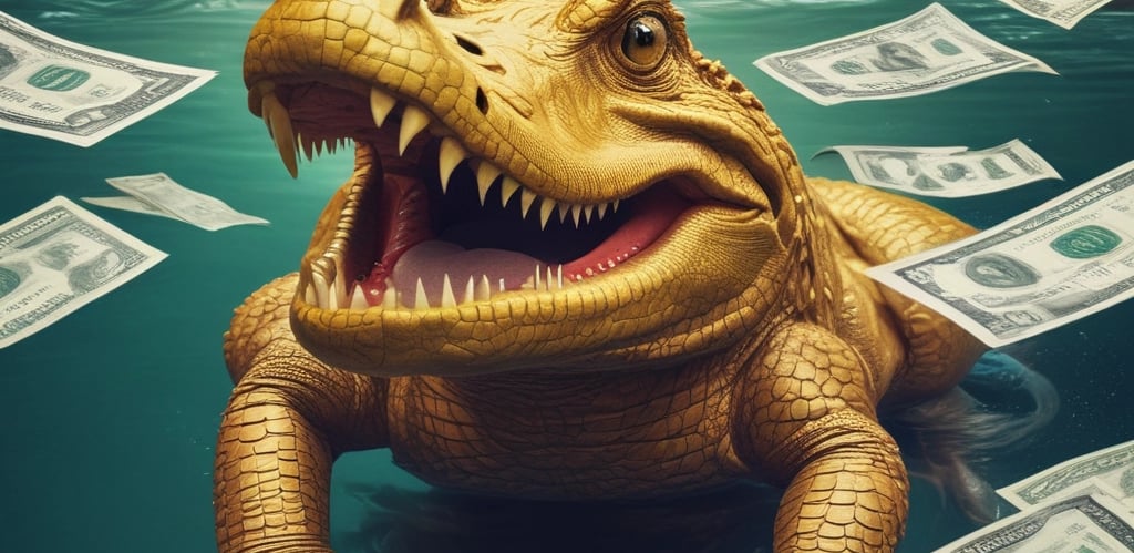 10 and 20 banknotes on red textile