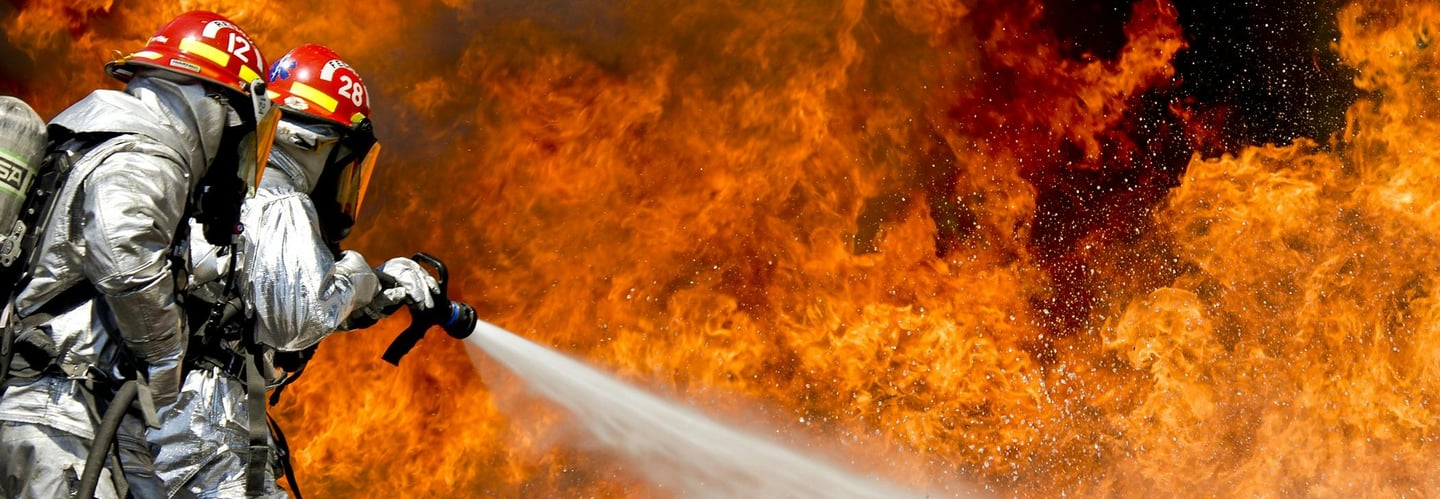 fire fighters fighting a fire