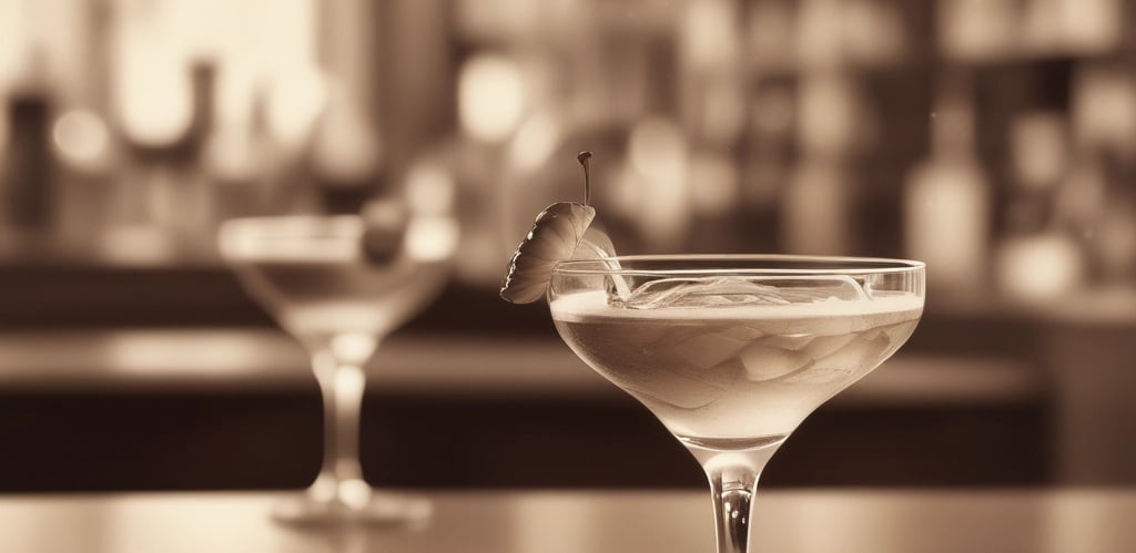 Two vibrant cocktails are placed on a bar counter. One cocktail is red with a slice of dried orange and a sprig of mint as garnish while the other is blue with foam on top and an ornate straw. Behind them, there are numerous bottles of liquor on shelves, creating a colorful background.