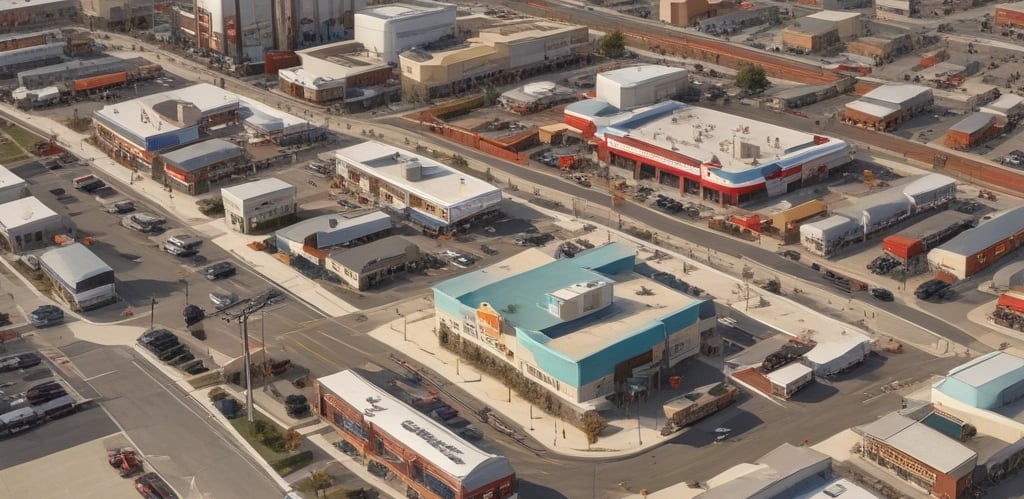 A conceptual rendering of a large therapeutic community with 3D housing units.