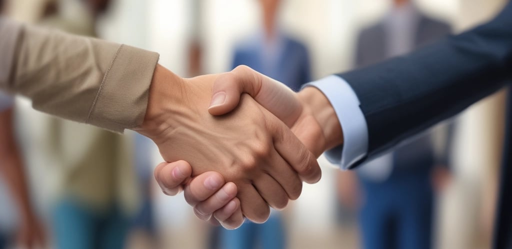 A white SUV is parked on a patterned pavement in front of a modern office building with glass windows and a KPMG logo. The vehicle is positioned at an angle showing the rear and side profiles.